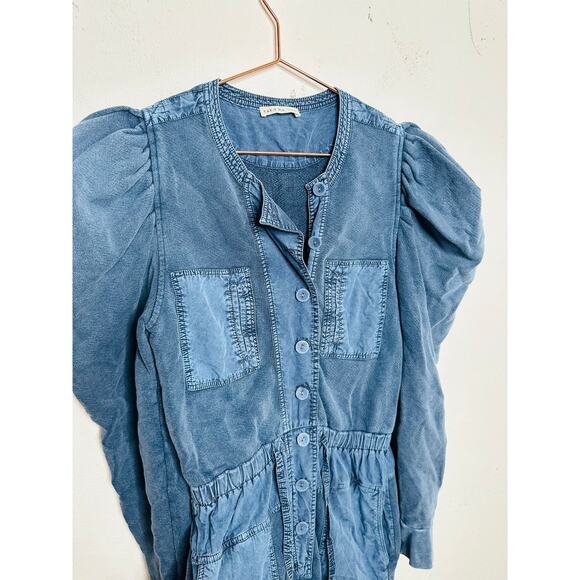 ULLA JOHNSON Indigo Acid Denim Puff Sleeve Sadie Jumpsuit size Small - Picture 8 of 14